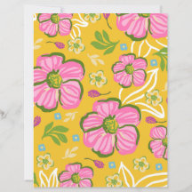 Gelbes Sommer-Blumen-Schabblonenpapier