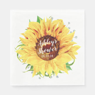 Gelbes Sonnenblumen Personalisiertes Brautparty Serviette