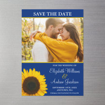Gelbes Sonnenblumenblauer Foto Save the Date