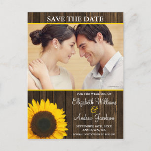 Gelbes Sonnenblumengestein-Foto Save the Date Ankündigungspostkarte