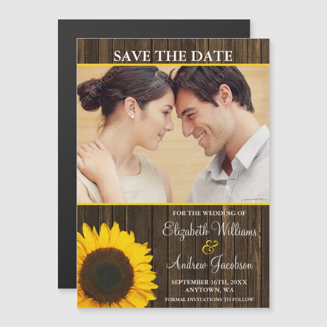 Gelbes Sonnenblumengestein-Foto Save the Date Magneteinladung (Vorne/Hinten)