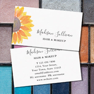Gelbes Sonnenblumenhaar und Makeup-Visitenkarte Visitenkarte