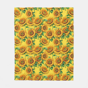 Gelbes Sonnenblumenmuster Fleecedecke