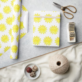 Gelbes Sonnenlicht Zeichnend Muster individuelle B Geschenkpapier