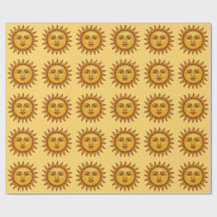 Gelbes Sonnenmuster. Geschenkpapier