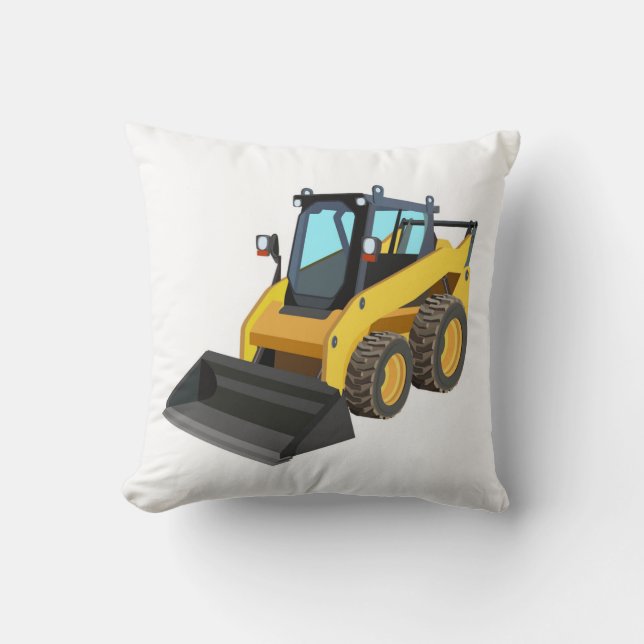 Gelbes Stier-Bulldozer-Kissen Kissen (Vorderseite)