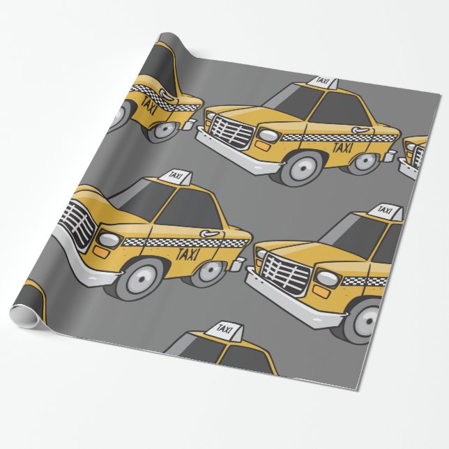 Gelbes Taxi Geschenkpapier (Ungerollt)