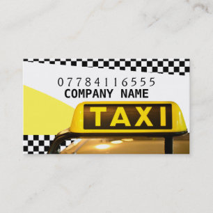 Gelbes Taxi-Kab-Zeichen und Streifen Visitenkarte