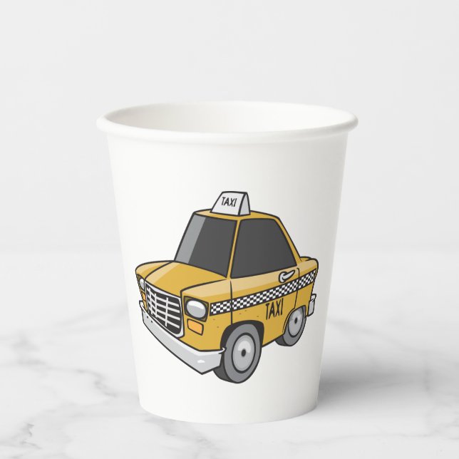 Gelbes Taxi Pappbecher (Vorderseite)