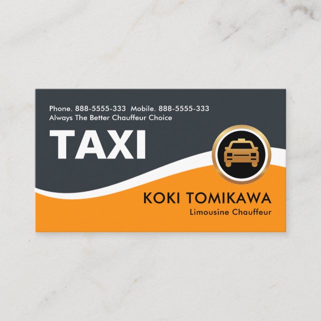 Gelbes Taxi-Wave-Taxi Visitenkarte (Vorderseite)