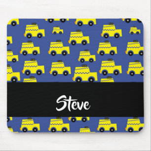 Gelbes Taximuster auf blau Mousepad