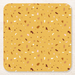 Gelbes Terrazzo-Muster Rechteckiger Pappuntersetzer