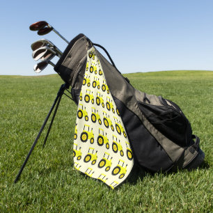 Gelbes Traktor-Design auf beliebigem Hintergrund Golfhandtuch