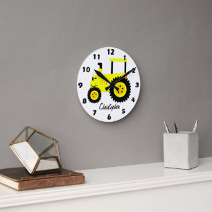 Gelbes Traktor-Design Personalisiert Runde Wanduhr