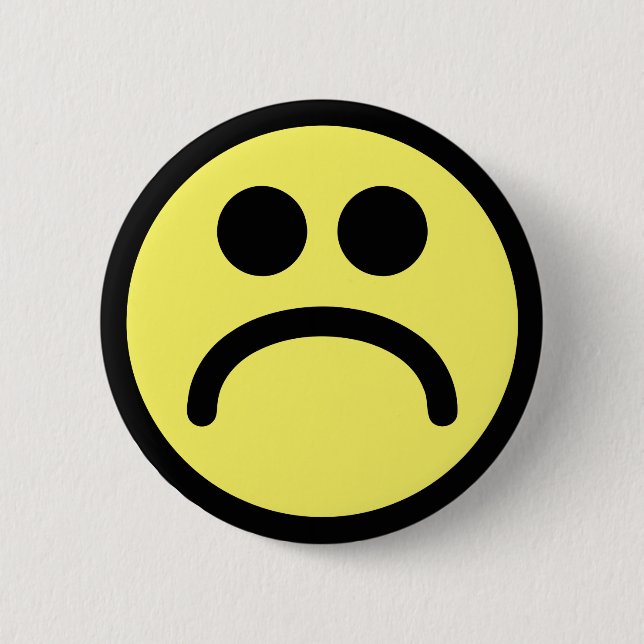 Gelbes trauriges Gesicht Button (Vorderseite)