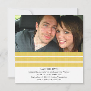 Gelbes Triple Stripe Foto Save the Date einladen Einladung