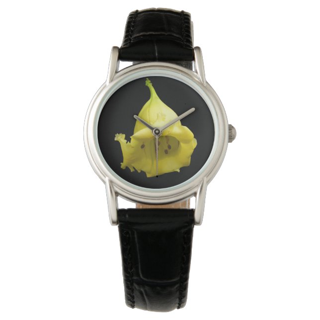 Gelbes tropisches Blossom Armbanduhr (Vorderseite)