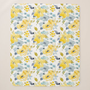 Gelbes u. blaues Aquarell-Muster Sherpadecke