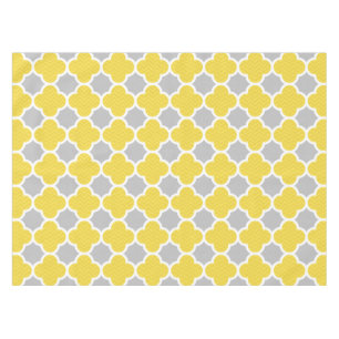 Gelbes u. graues Quatrefoil geometrisches Muster Tischdecke