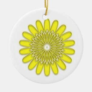 gelbes und blaues digitales Blumenmuster Weihnacht Keramik Ornament