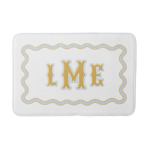 Gelbes und blaues maßgeschneidertes Monogramm mit Badematte