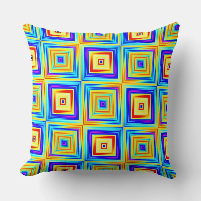 Gelbes und blaues Muster Kissen (Vorderseite)