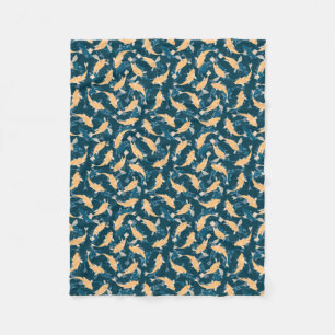 Gelbes und blaues Muster - Koi Fish Fleecedecke