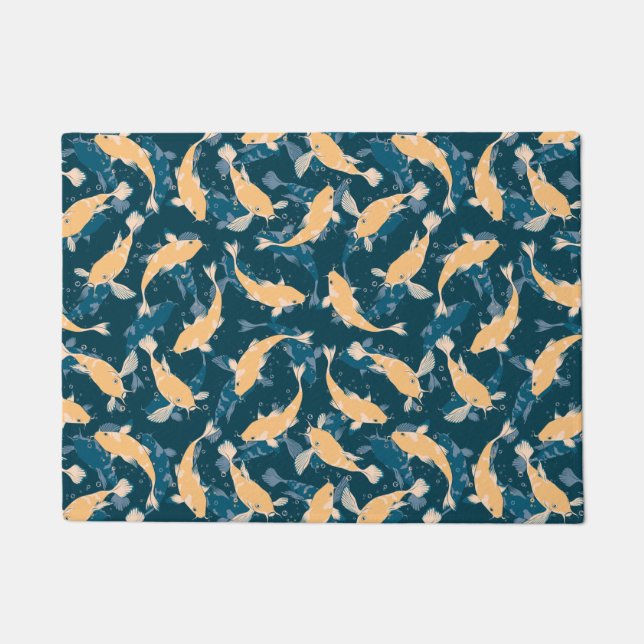 Gelbes und blaues Muster - Koi Fish Fußmatte (Vorderseite)