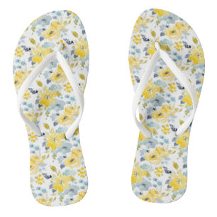 gelbes und blaues Wasserfarbmuster Flip Flops