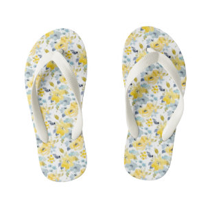 gelbes und blaues Wasserfarbmuster Kinderbadesandalen