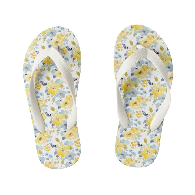 gelbes und blaues Wasserfarbmuster Kinderbadesandalen (Fußbett)