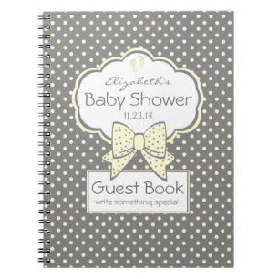 Gelbes und graues Babyparty-Gast-Buch Notizblock