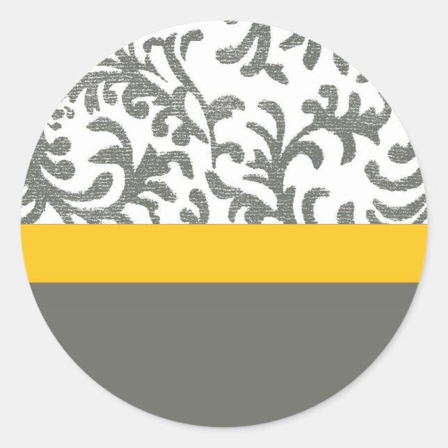 Gelbes und graues Blumenmuster Runder Aufkleber (Vorderseite)