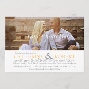 Gelbes und graues Foto Hochzeitseinladung Einladung