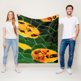 Gelbes und grünes spanisches Mosaik Fleecedecke