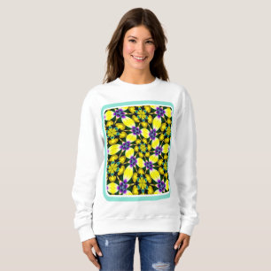 Gelbes und Lila Daisy-Muster Sweatshirt