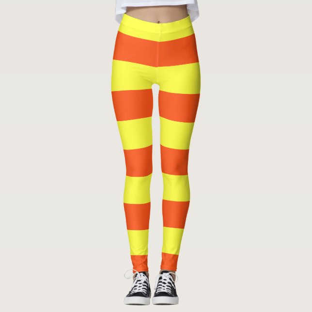 Gelbes und orangefarbenes Halloween-Zuckermais Leggings (Vorderseite)