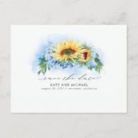 Gelbes und trockenes blaues, florales Save the Dat