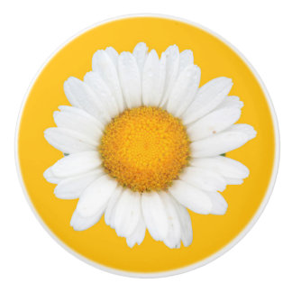 Gelbes und weißes Gänseblümchen Keramikknauf