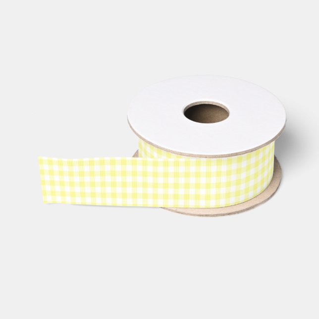 Gelbes und weißes Gingham-Muster-Band Ripsband (Spule)