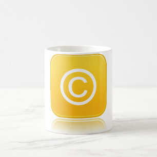 Gelbes Urheberrechtssymbol-Icon Kaffeetasse