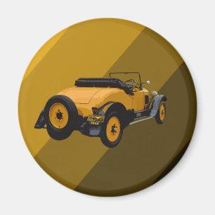 Gelbes Vintages Cabrio, Kühlschrankmagnet