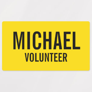 Gelbes Volunteer Abzeichen mit Individuelle Name Etiketten