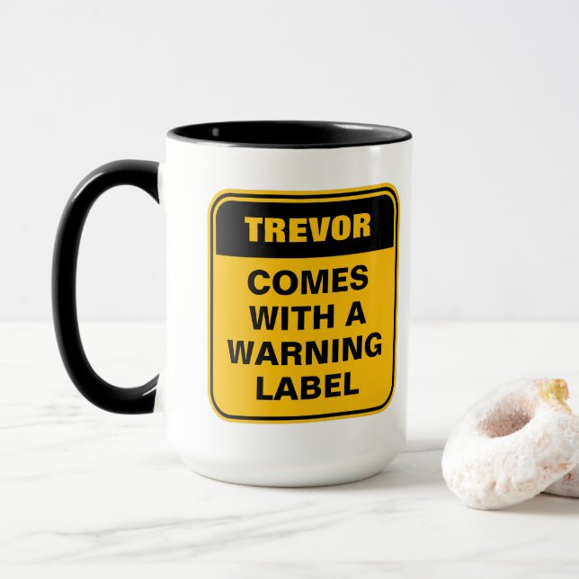 Gelbes Warnschild Gefahrenwarnung Tasse (Mit Donut)