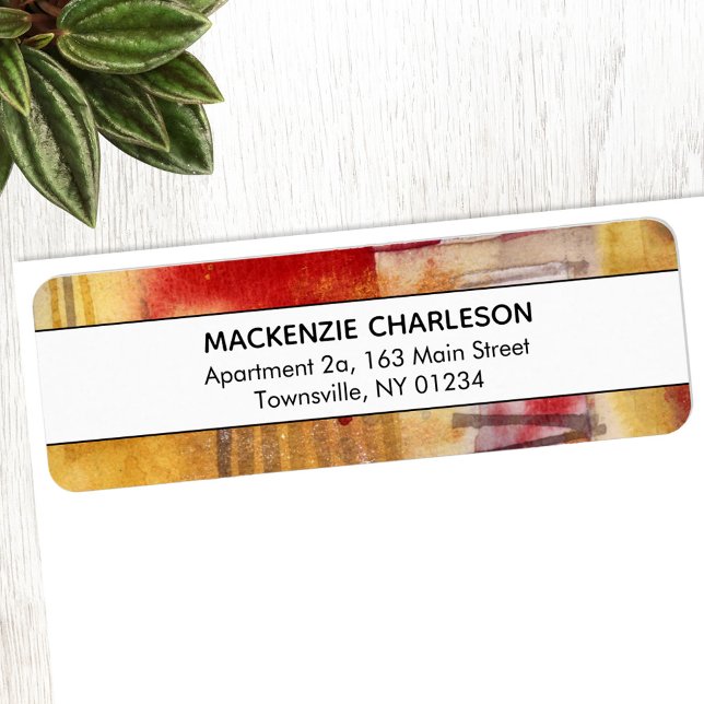 Gelbes Wasserfarben Abstrakt geometrisch (Abstract watercolor return address label)