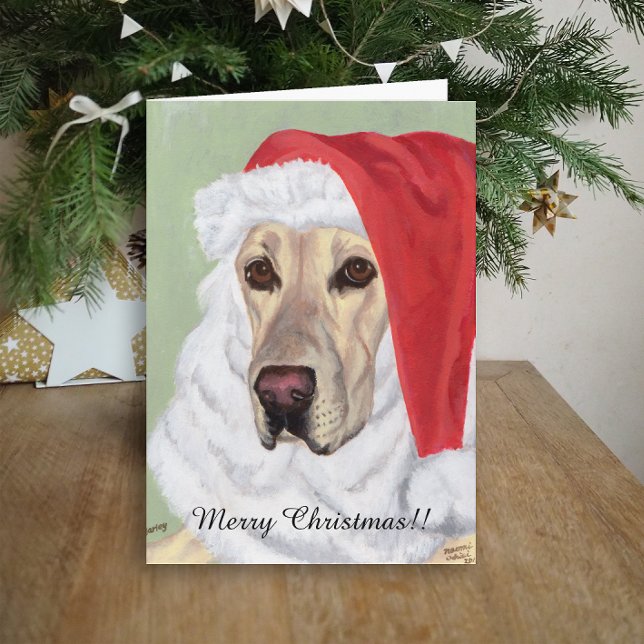 Gelbes Weihnachten Labradors Sankt (Yellow Labrador Santa Design Christmas Cards for Yellow Labrador Owners.  Classic Labrador Painting.)