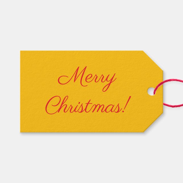 Gelbes Weihnachtsges VMerry Christmas-Geschenk Εντ Geschenkanhänger (Vorderseite (Horizontal))