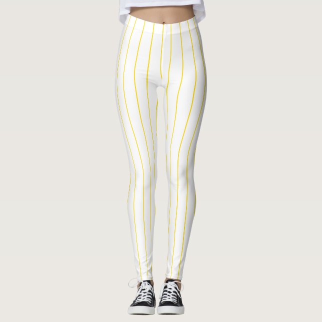 Gelbes Weiß färbt Schablonen-elegantes modernes Leggings (Vorderseite)