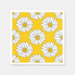 Gelbes weißes Daisy Muster 2 Serviette
