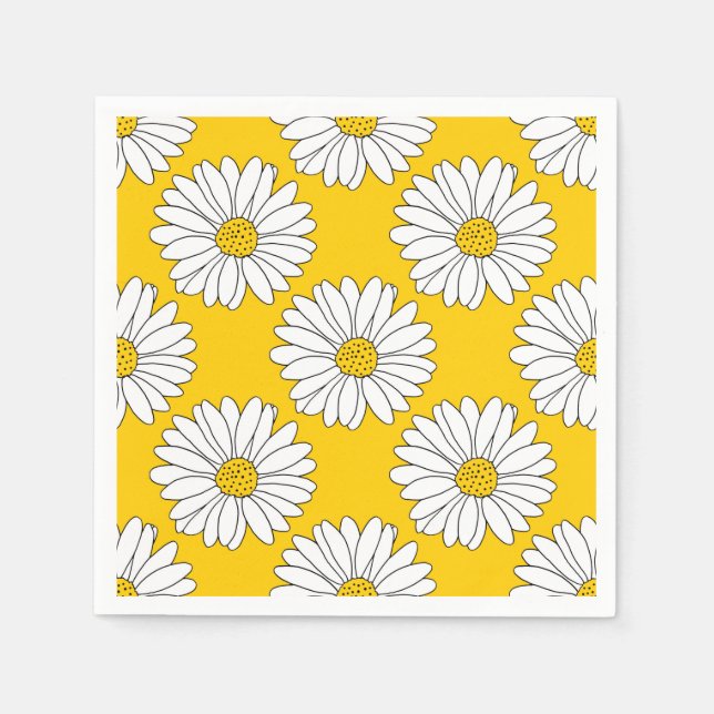 Gelbes weißes Daisy Muster 2 Serviette (Vorderseite)